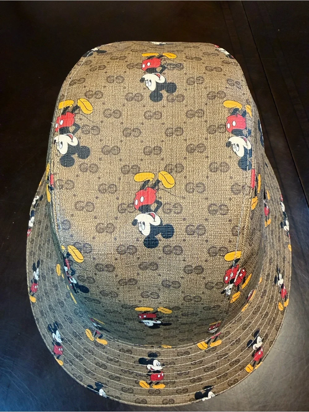 New Authentic Gucci GG x Disney Mickey Mouse Logo Bucket Hat Brown Size M - Picture 6 of 14